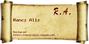 Rancz Aliz névjegykártya
